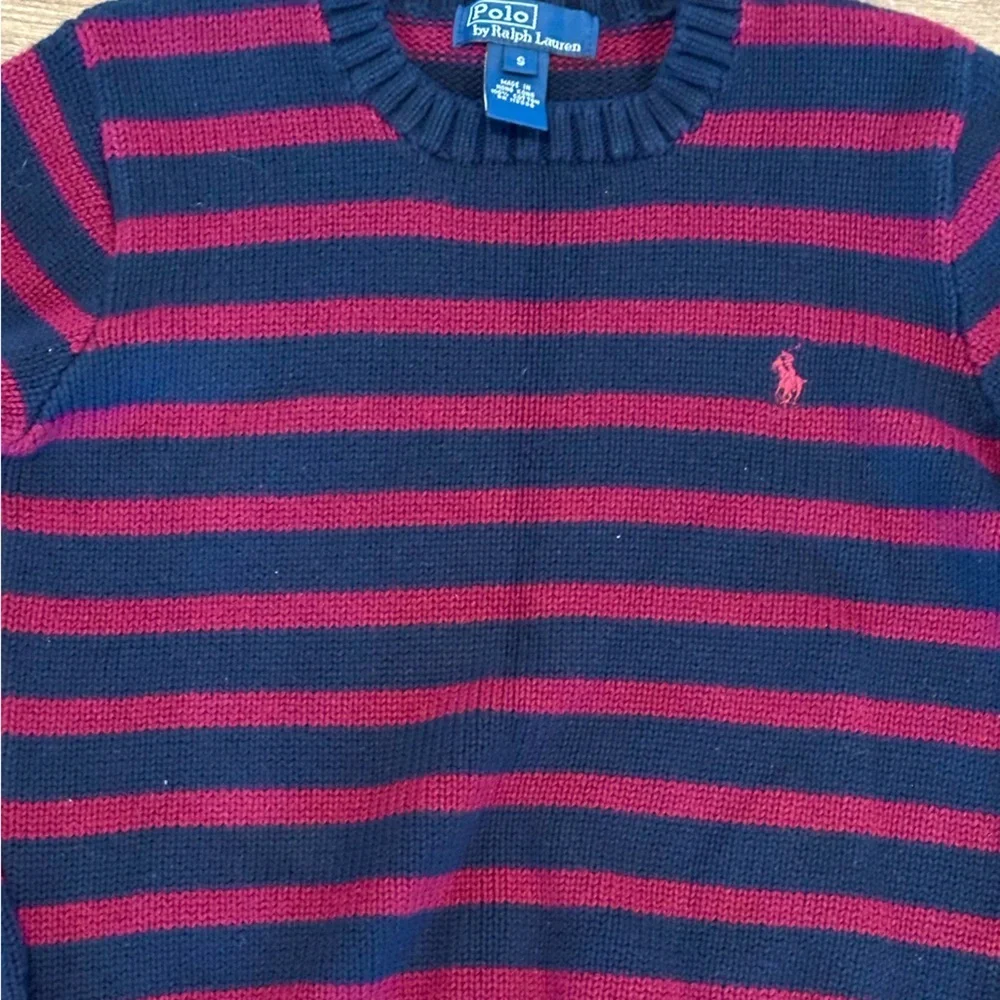 Polo Ralph Lauren Boys 6 Blue and Red 100% Cotton Crewneck Sweater